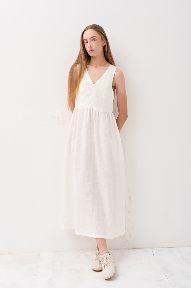 Сарафан льон бохо айворі (СН 32)